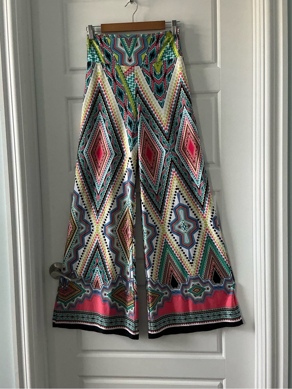 Sunny Leigh Multicolor Geometric Wide-Leg Palazzo Pants